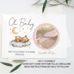 Bär Mond Junge Mädchen Baby Shower DIY Kratzkarte Ankündigungspostkarte
