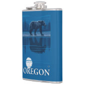 Bär Mondschein-im Vintagen Reise-Plakat Flachmann (Links)