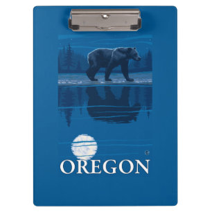 Bär Mondschein-im Vintagen Reise-Plakat Klemmbrett