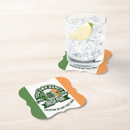 Bar Name Irish Pub Personalisiert St. Patrick's Da Untersetzer (Vor Ort)