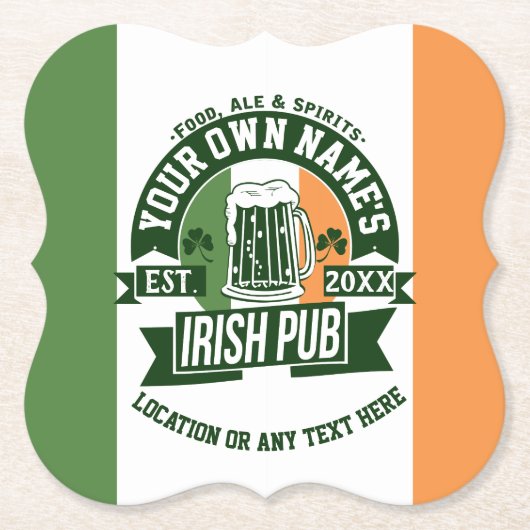 Bar Name Irish Pub Personalisiert St. Patrick's Da Untersetzer (Vorderseite)