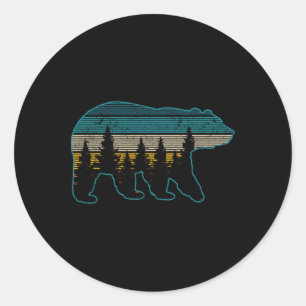 Bär Natur Grizzly Braun Schwarz Bär Wandern Jagen Runder Aufkleber