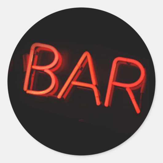 Bar Neon Sign Round Stickers (Vorderseite)