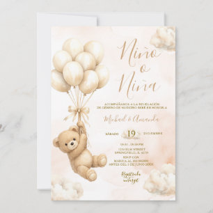 Bär Niña oder Niño Geschlecht Enthüllung Rosa und Einladung