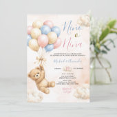 Bär Niño oder Niña Geschlecht Enthüllung Rosa und  Einladung (Stehend Vorderseite)