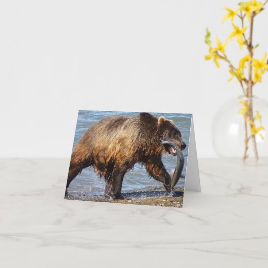 Bär notecard, zu fischen gegangen karte (Gelbe Blume)