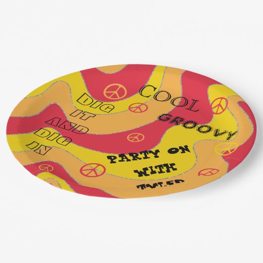 Bar oder Bat Mitzvah DIG IN Papierplatte Pappteller (Schrägansicht)