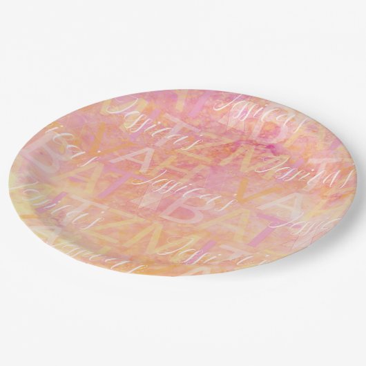 Bar oder Bat Mitzvah Papierplatte einfach subtil Pappteller (Schrägansicht)