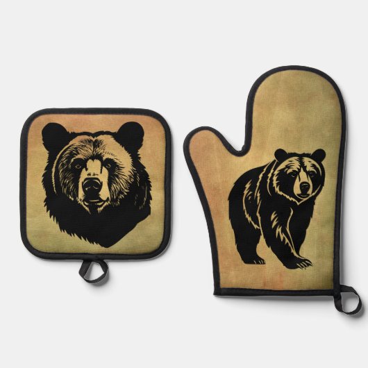 Bär Ofenhandschuh & Topflappen-Set (Vorderseite)