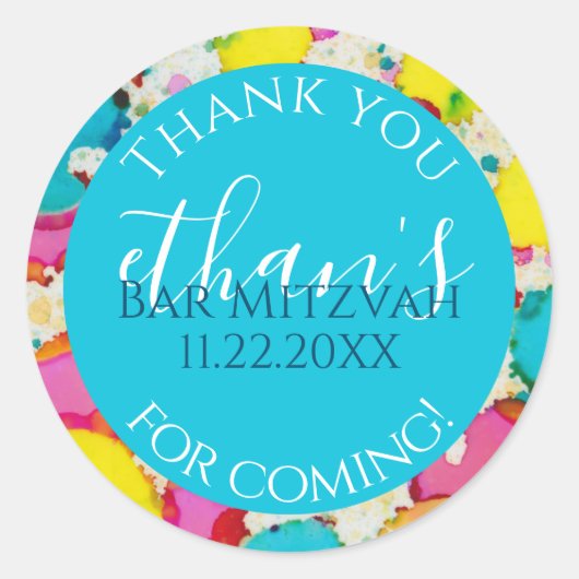 Bar or Bat Mitzvah Confetti Design Round Sticker (Vorderseite)
