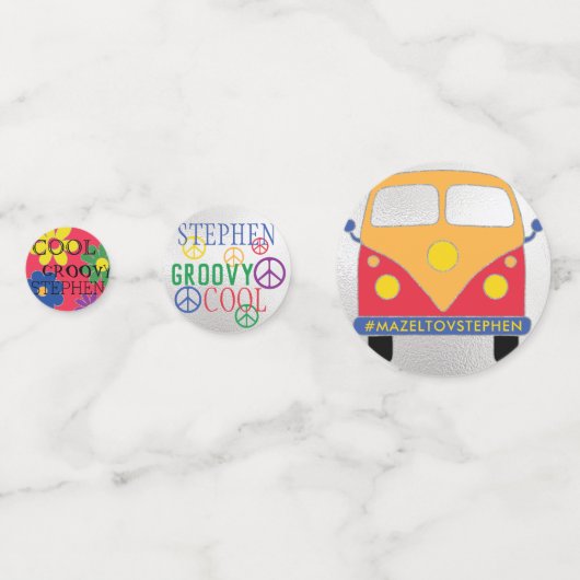 Bar or Bat Mitzvah Confetti Groovy Blume Konfetti (Rückseiten)