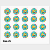Bar or Bat Mitzvah Confetti Star Round Sticker (Blatt)