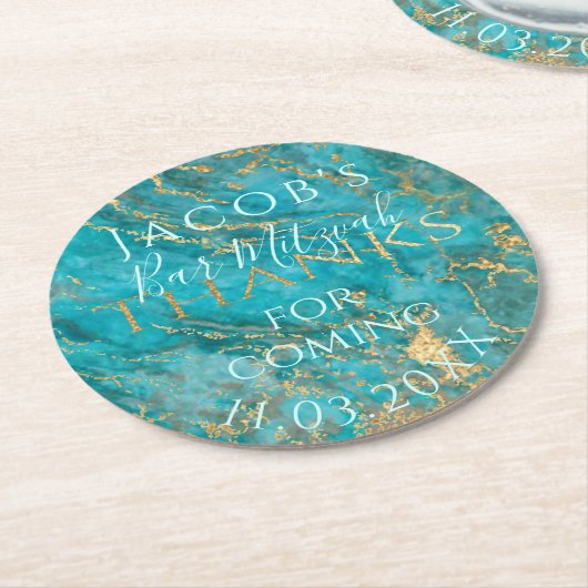 Bar or Bat Mitzvah Eleganter Raum Runder Pappuntersetzer (Angewinkelt)