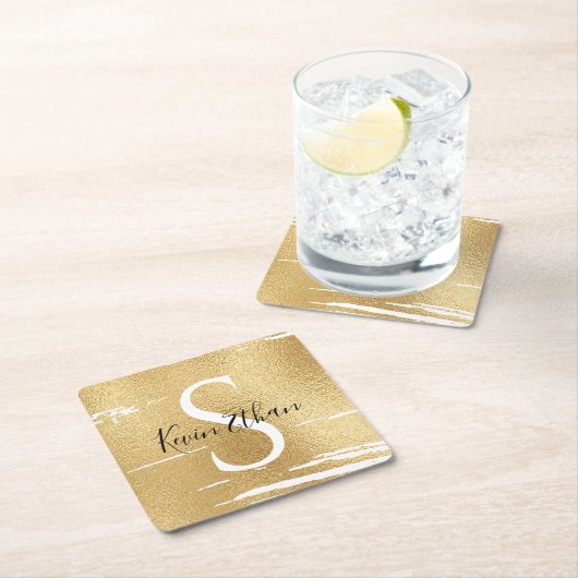 Bar or Bat Mitzvah Elegantes Gold Schwarz Rechteckiger Pappuntersetzer (Vor Ort)