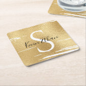 Bar or Bat Mitzvah Elegantes Gold Schwarz Rechteckiger Pappuntersetzer (angewinkelt)