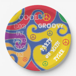 Bar or Bat Mitzvah Groovy Paper Plate Pappteller