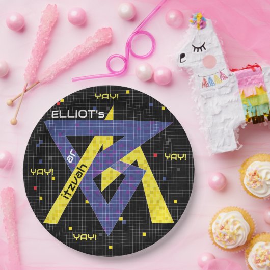 Bar or Bat Mitzvah Paper Plate GAME ON Pappteller (Party)