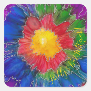 Bar or Bat Mitzvah Stickers Square Tie Dye Blume