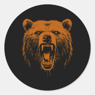 Bär Orange Wütend Grizzlybär Wandern Camping Camp Runder Aufkleber