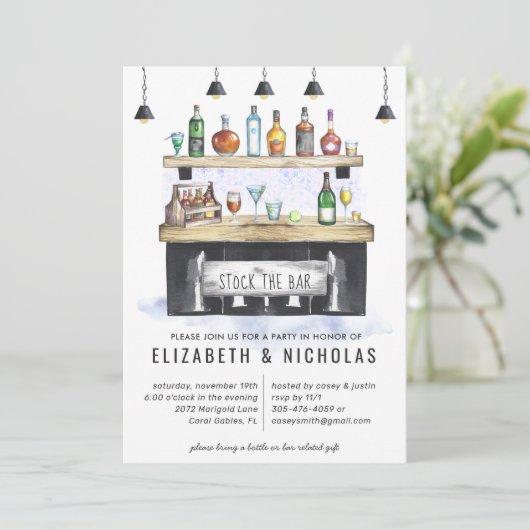 Bar | Paare Polterabend Einladung (Stehend Vorderseite)