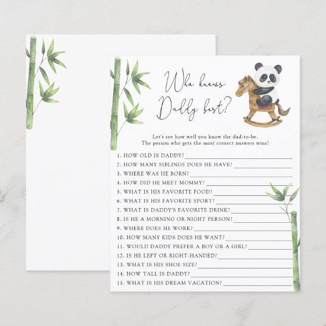 Bär Panda, der Daddy am besten kennt (Vorne/Hinten)