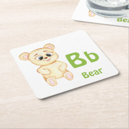 Bär personalisieren ABC: Letter B - Fügen Sie Ihre Rechteckiger Pappuntersetzer