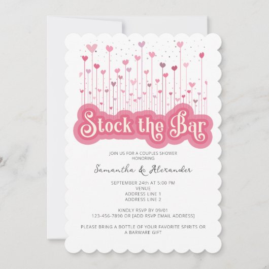 Bar Pink Chic Couples Coed-Brautparty lagern Einladung (Vorderseite)