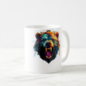 Bär Polygon Wütender Grizzly Farbiger Wandern Camp Kaffeetasse (VorderseiteRechts)