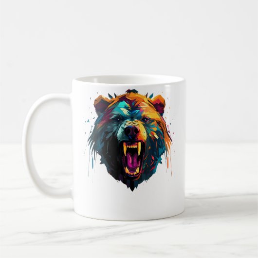 Bär Polygon Wütender Grizzly Farbiger Wandern Camp Kaffeetasse (Links)