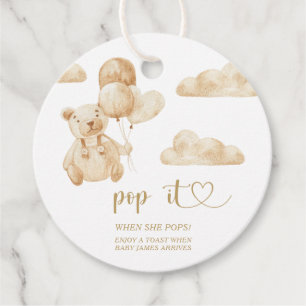 Bär Pop it, wenn sie Baby Shower platzt Geschenkanhänger