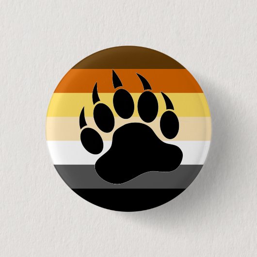 Bär Pride Farben Streifen Bär Tatze Button (Vorderseite)