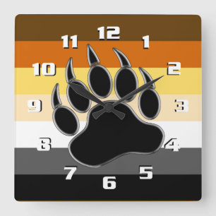 Bär Pride Flag Bärenpranke Quadratische Wanduhr