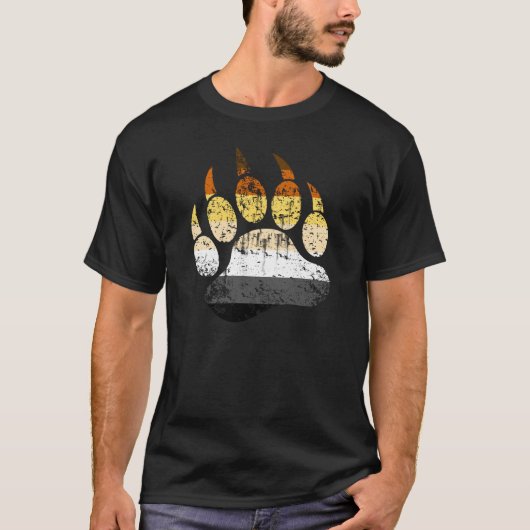 Bär-Pride-Flagge mit Bärenpranke im Distressed-Loo T-Shirt (Vorderseite)