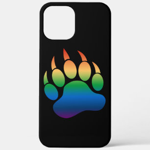 Bär Pride Gradient Farben Bärenpfote auf Schwarz iPhone 12 Pro Max Hülle