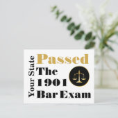Bar-Prüfung bestanden (Staat und Jahr anpassen) Postkarte (Stehend Vorderseite)