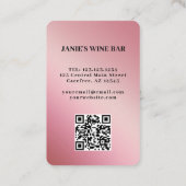 Bar QR-Code für Wein Scannable Pink Visitenkarte (Rückseite)
