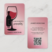 Bar QR-Code für Wein Scannable Pink Visitenkarte (Vorne/Hinten)