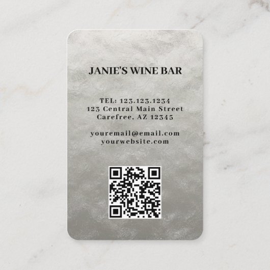 Bar QR-Code-Scannable Visitenkarte (Rückseite)