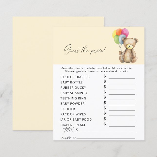 Bär - Raten Sie mal, was das Preisspiel ist (Vorne/Hinten)