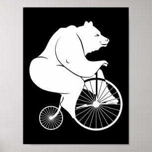 Bär reitet auf einem Hochrad Poster
