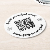 Bar Restaurant-Menü-Logo hier QR-Code Runder Pappuntersetzer (Angewinkelt)