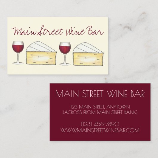 Bar Restaurant Weinkultur und Erde Visitenkarte (Vorne/Hinten)