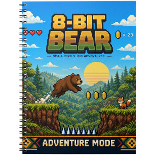 Bär, Retro-8-Bit-Pixel-Art Notizblock