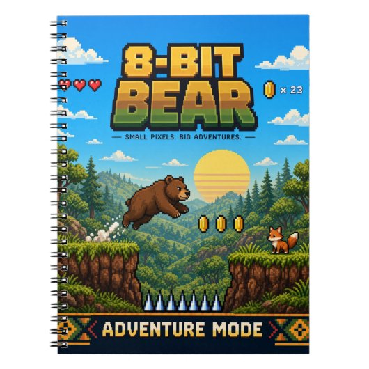 Bär, Retro-8-Bit-Pixel-Art Notizblock (Vorderseite)