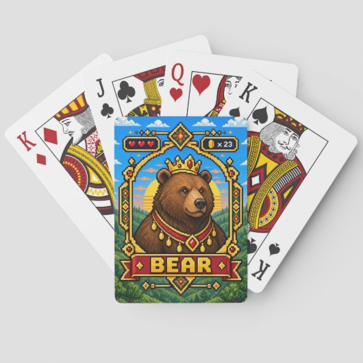 Bär Retro 8-Bit Pixel Art Spielkarten (Rückseite)