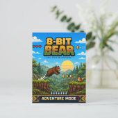Bär, Retro-8-Bit-Pixelkunst Postkarte (Stehend Vorderseite)