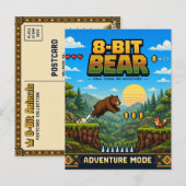 Bär, Retro-8-Bit-Pixelkunst Postkarte (Vorne/Hinten)