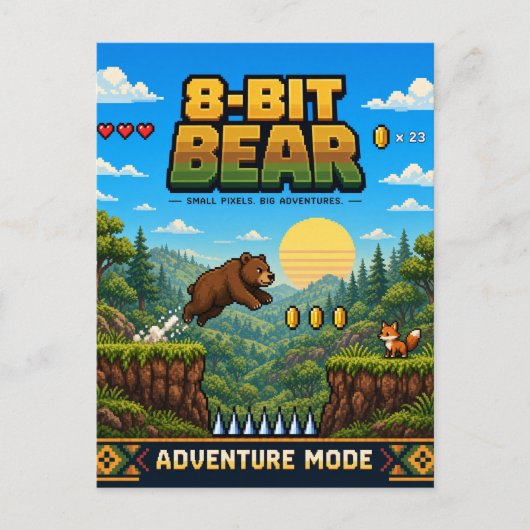 Bär, Retro-8-Bit-Pixelkunst Postkarte (Vorderseite)