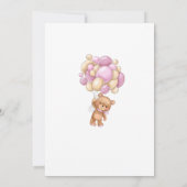 Bär Rosa Ballons Baby Shower Menü Einladung (Rückseite)