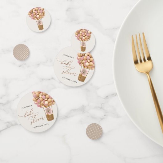 Bär, rosa Balloons, Heißluftballon, Babydusche Konfetti (Gruppe)